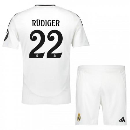 Camisola Real Madrid Rudiger 22 Criança 1º Equipamento 2024-25 Manga Curta